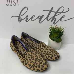 ROTHY’S “The Loafer” Mocha Spot Leopard Print Loafers Size 10
